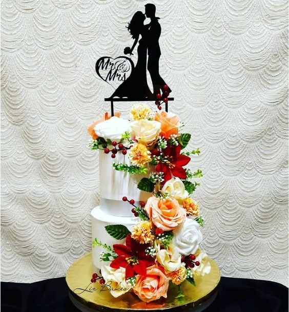 Romantic Floral 2 Tier Wedding Cake