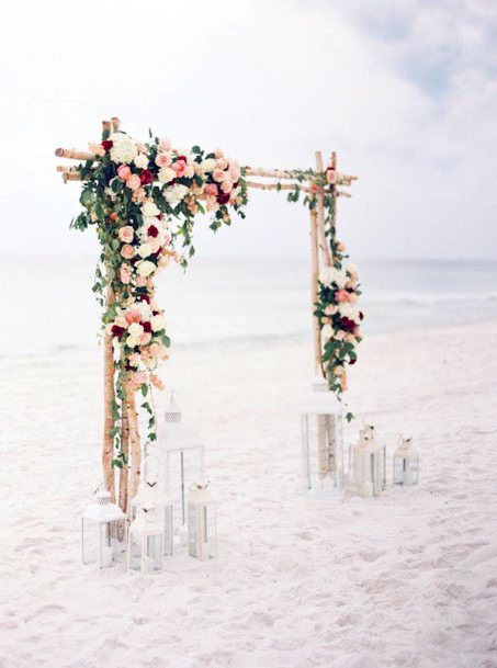 Romantic Floral Arch With Lanterns Arch Beach Wedding Ideas