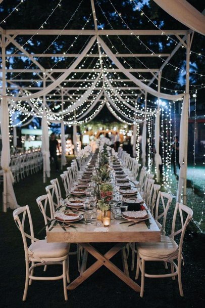 Romantic Outdoor Fairy Lights Backyard Wedding Ideas