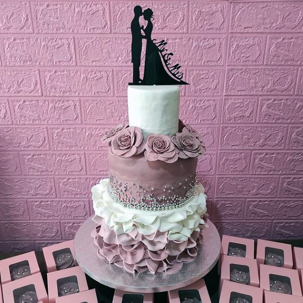 Romantic Pink White 3 Tier Wedding Cake Women