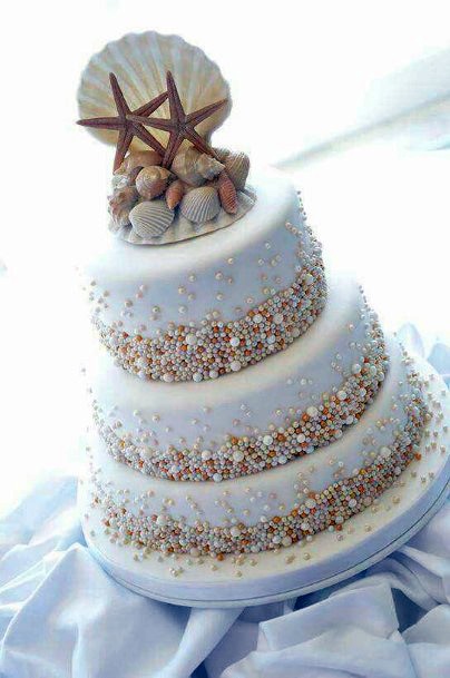 Romantic Seashell And Pearls Cake Design Beach Wedding Ideas