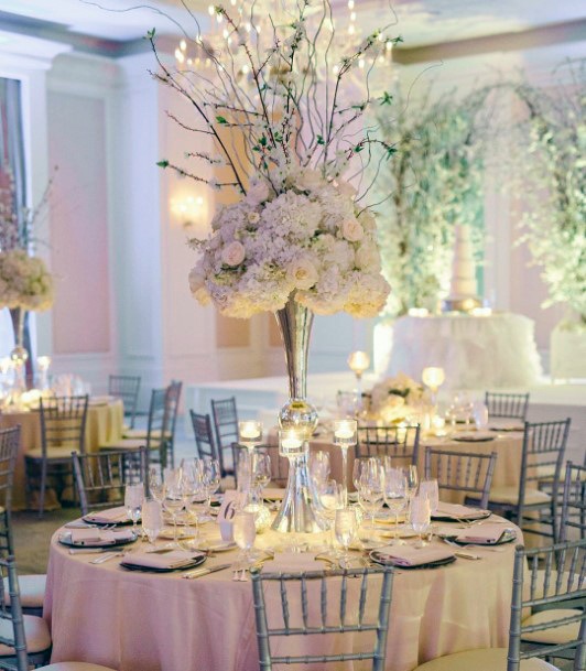 Romantic Tall Bouquet With Whimsical Branches Wedding Centerpiece Ideas