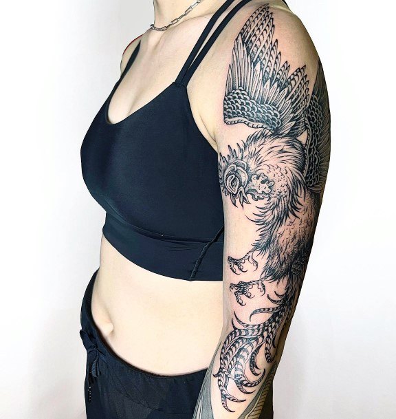 Rooster Tattoo Feminine Designs
