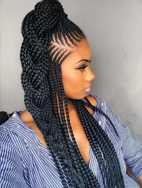 Roped Braids Long Ponytail Hairstyles For Black Women