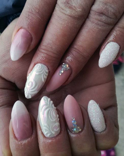 Rose And White Sugar Nails Women