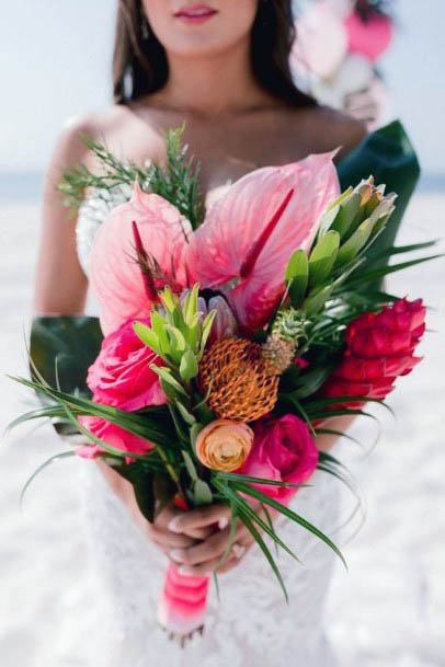 Rose Colored Beach Wedding Flowers Bunch