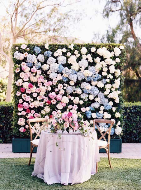 Rose Filled Wall Wedding Head Table Decor