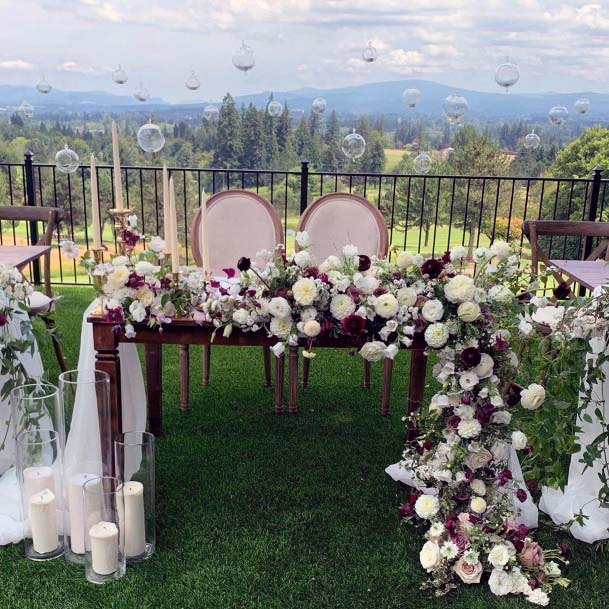 Rose Filled Wedding Head Table Decor