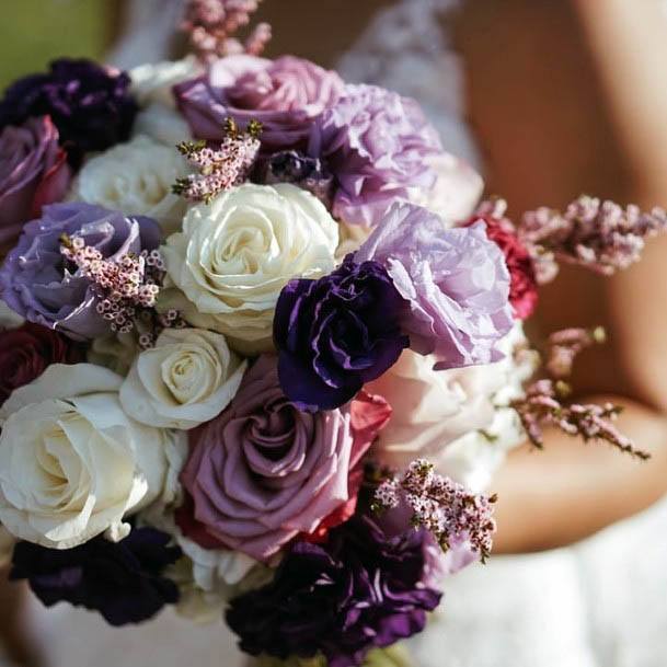 Rose Flowers White And Purple Wedding Flowers