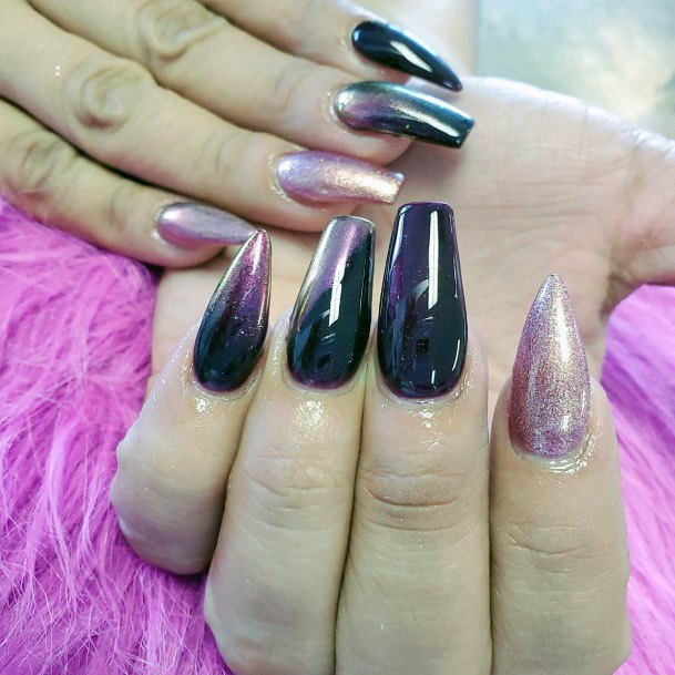 Rose Gold Dark Purple Nails For Women