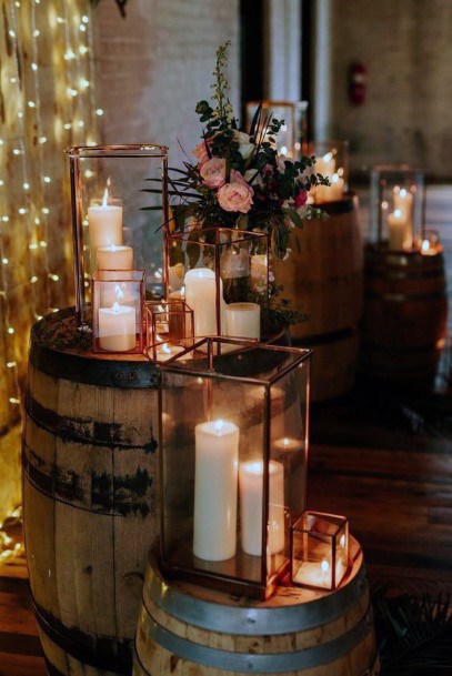 Rose Gold Framed Lantern Wedding Decor