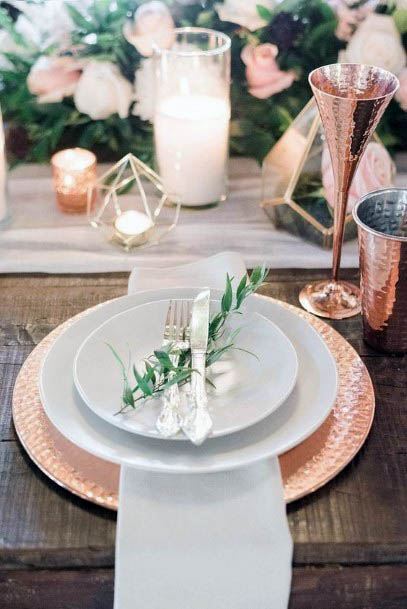 Rose Gold Table Placement Polished Cup Decor For Wedding Ideas