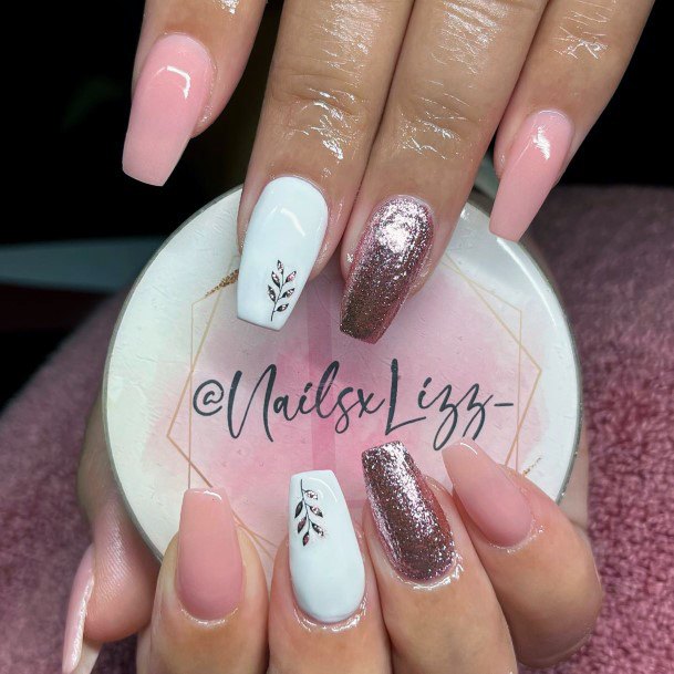 Rose Gold Womens Nail Ideas