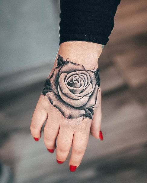 Rose Hands Female Tattoo Designs