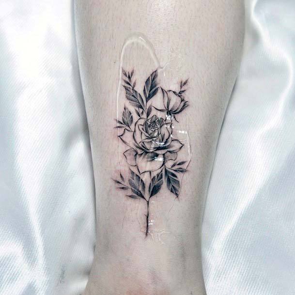 Rose In Glass Tattoo Ankle Women