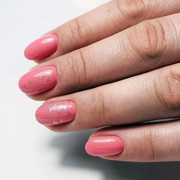 Rose Pink Glossy Nails Women
