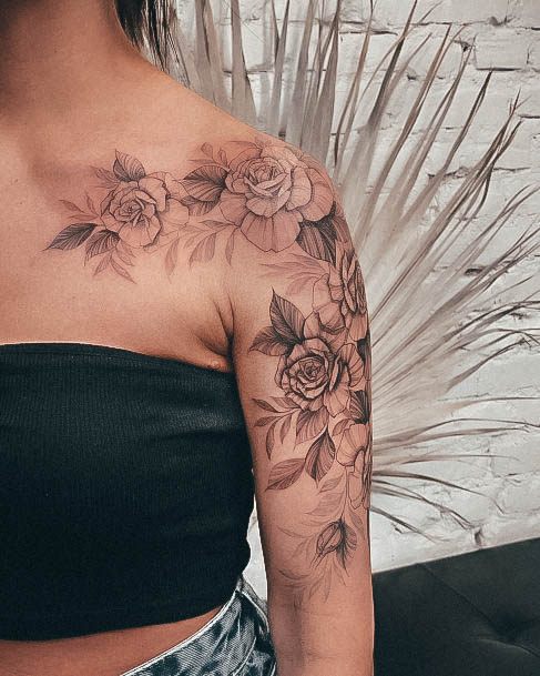 Rose Shoulder Womens Feminine Rose Shoulder Tattoos