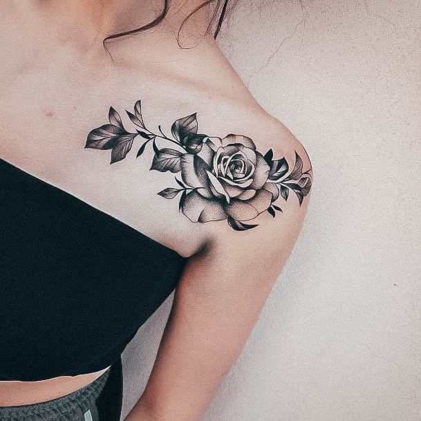 Rose Shoulder Womens Tattoo Ideas