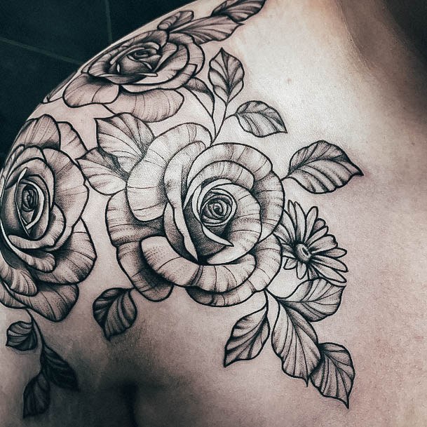 Rose Shoulder Womens Tattoos