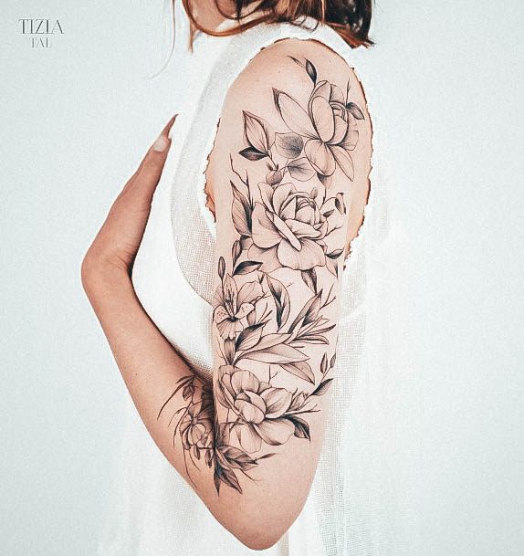 Rose Sleeve Female Tattoo Designs