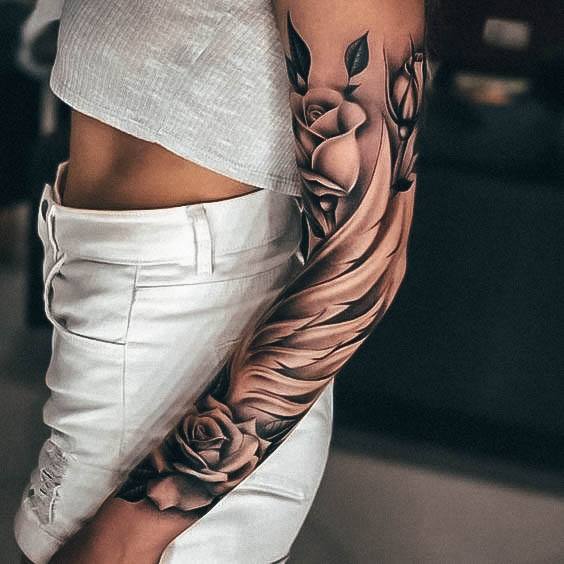 Rose Sleeve Womens Feminine Rose Sleeve Tattoos