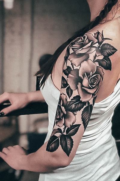 Rose Sleeve Womens Tattoo Designs