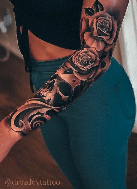 Rose Sleeve Womens Tattoo Ideas