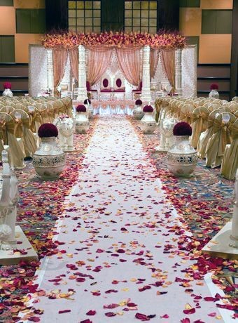 Rose Strewn Carpet Indian Wedding Decor