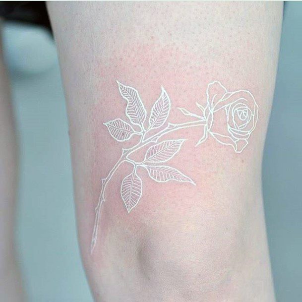 Rose Tattoo Womens Thigh White Ink