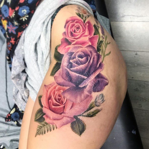 Rose Thigh Girls Tattoo Ideas