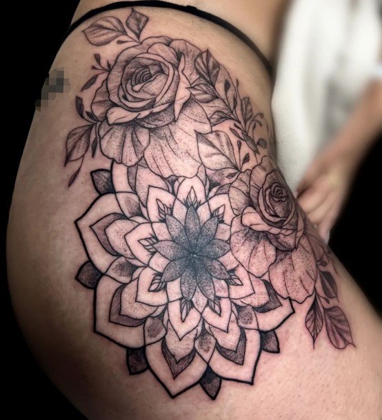 Rose Thigh Tattoo Design Inspiration For Women