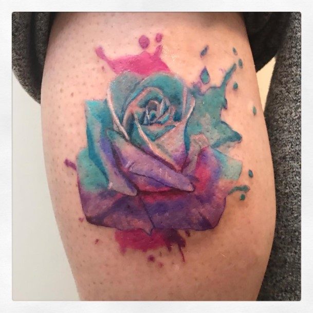 Rose Thigh Womens Tattoos