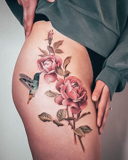 Rose Thighic Womens Rose Thigh Tattoo Designs