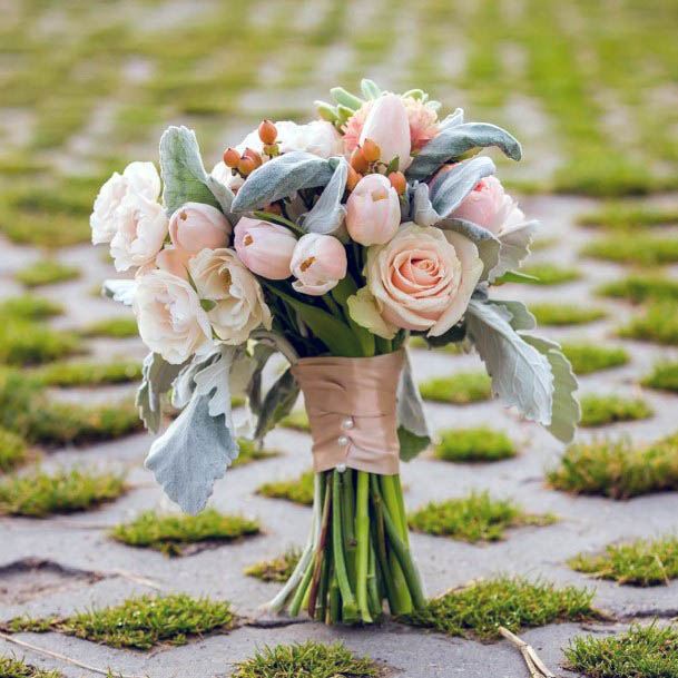 Rose Wedding Bouquet With Satin Ribbon