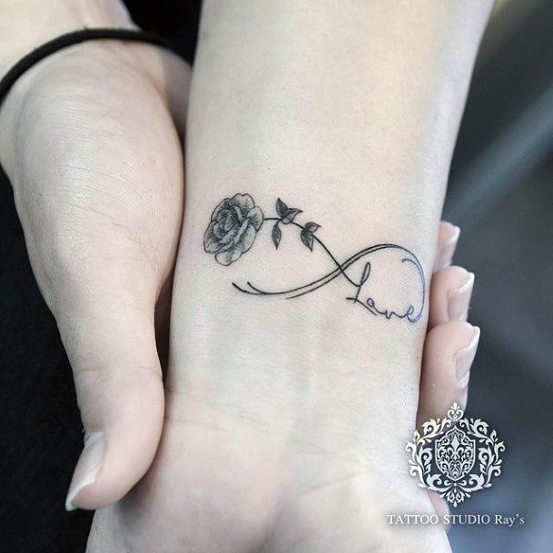 Rose With Stalk Love Tattoo Infinity
