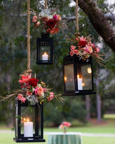 Roses Adorned Lantern Wedding Decor