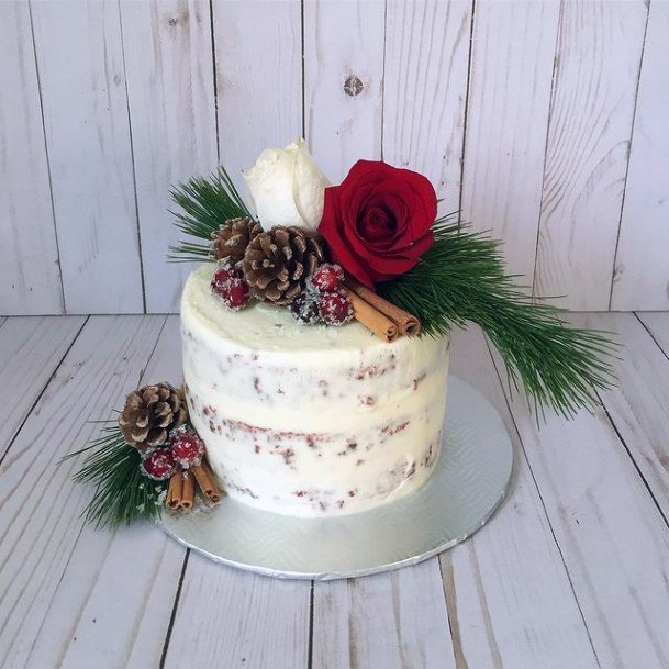 Roses And Grass Rustic Wedding Cake