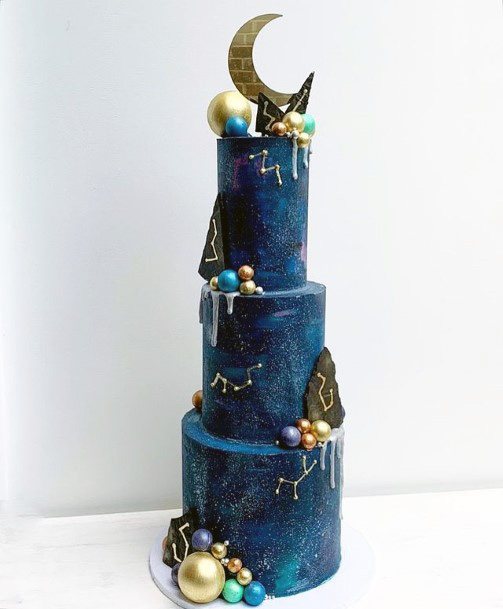 Roses And Spheres Art Wedding Blue Cake