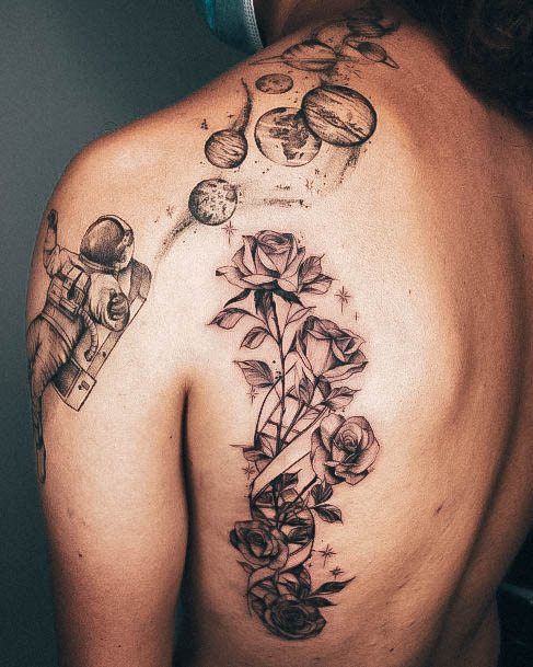 Roses Back Side Womens Cool Dna Tattoo Ideas