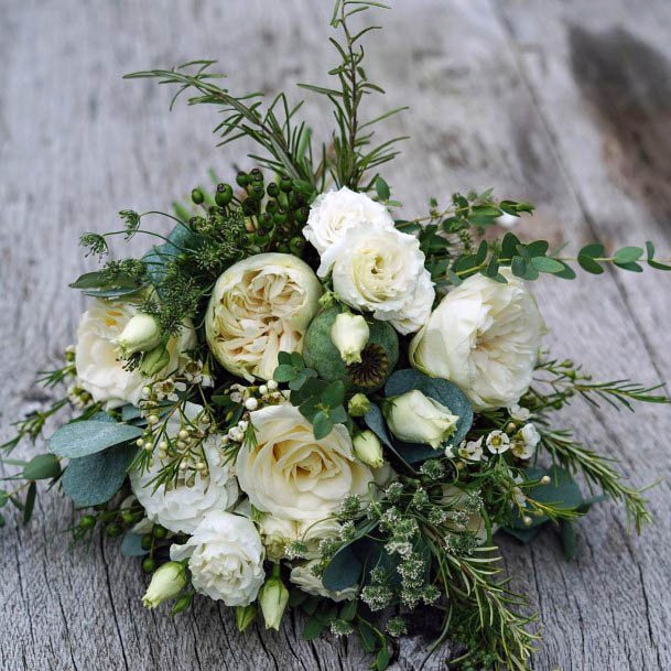 Roses Bunch White Wedding Flowers