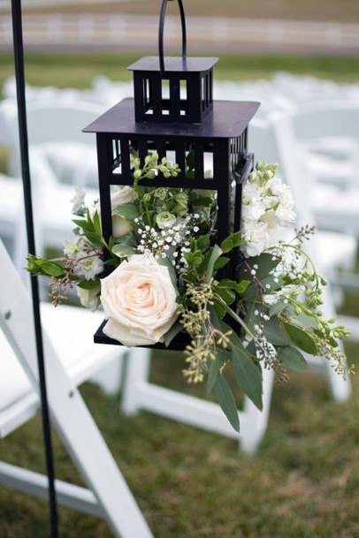 Roses Filled Black Lantern Wedding Decor