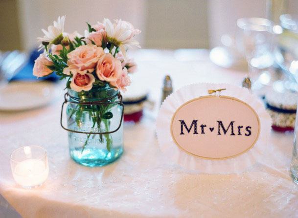 Roses In Mason Jar Wedding Decorations