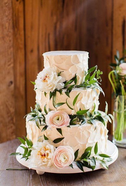 Roses White Wedding Cake