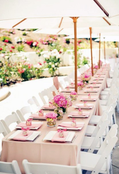 Rosy Pink Floral Decor Wedding Shower Table