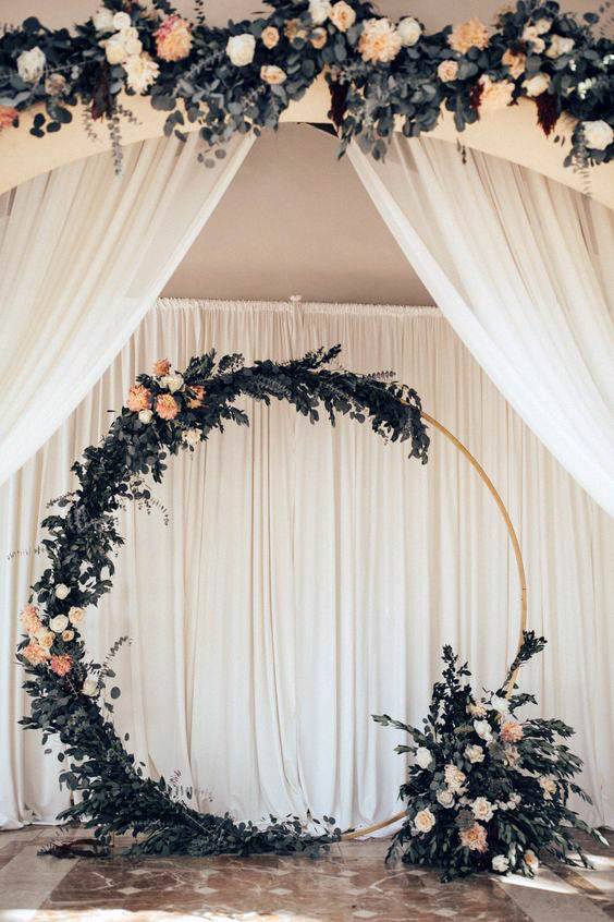 Round Green Flowers Wedding Arch