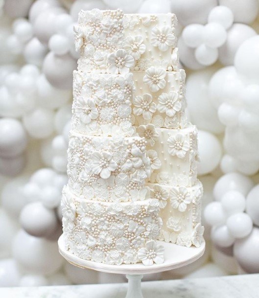 Rounded Beads Texture White Wedding Cake Pearls