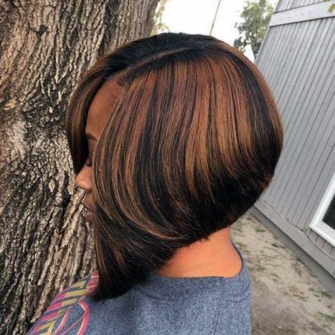 Rounded Highlights Short Bob Hairstyles For Black Women