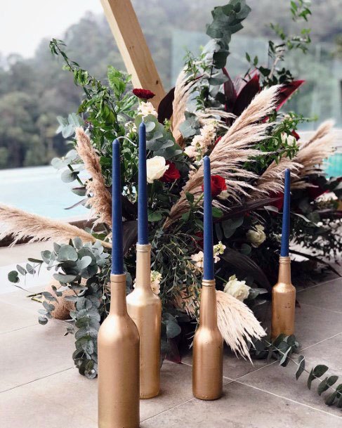 Royal Blue Candles Wedding Decor