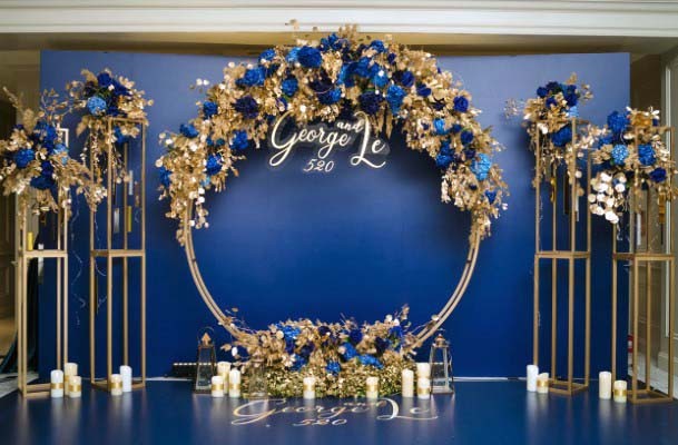 Royal Blue Decorated Wall Wedding