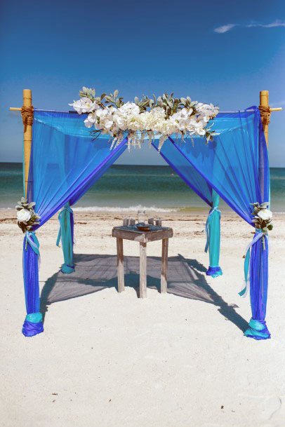 Royal Blue Fabrics On Stage Wedding Decor